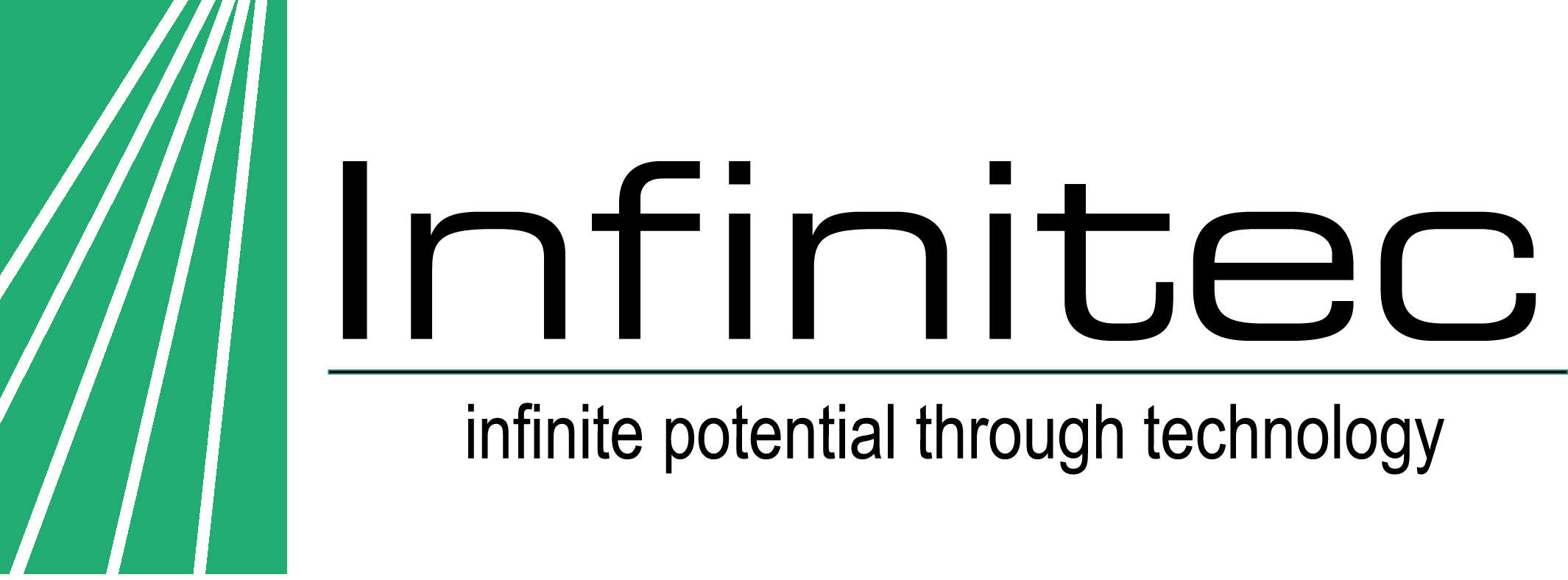 Infinitec Logo, turquoise rays, Infinite potential through technology