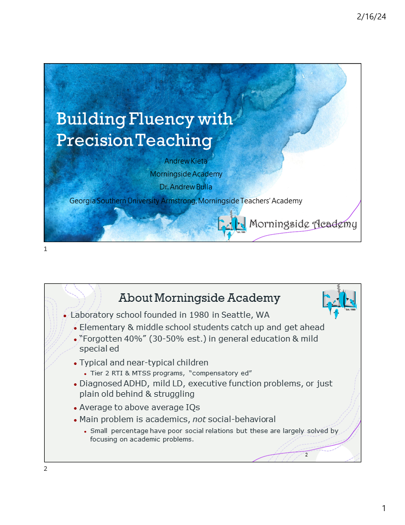 preview image of Precision Teaching Handout Part 1.pdf for Handout