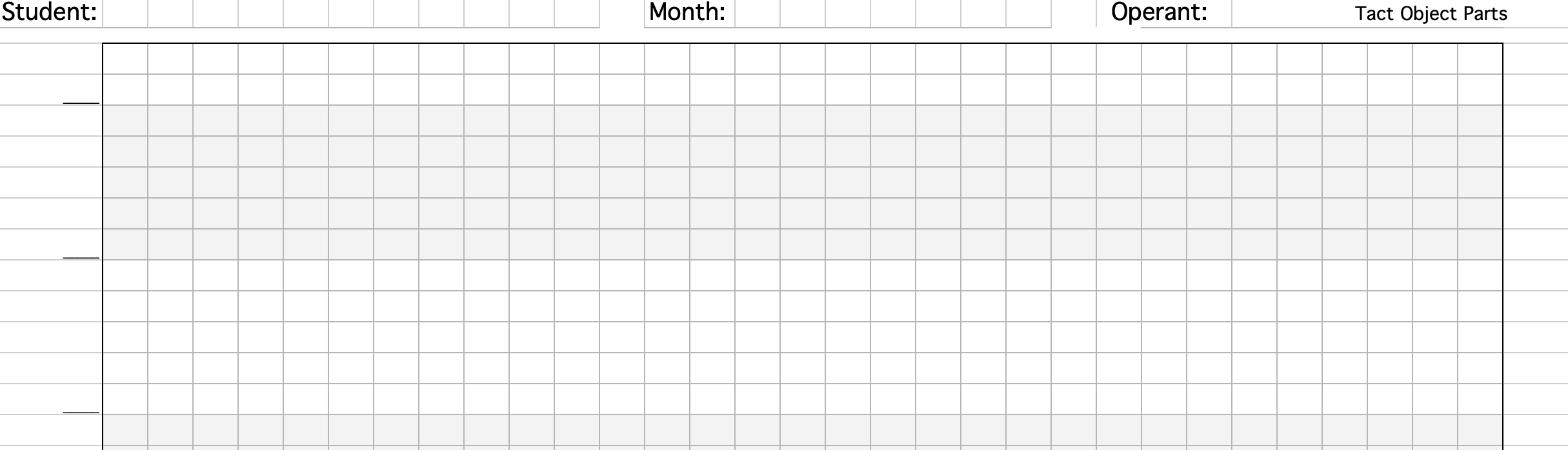 Blank Cumulative Monthly Graph w/Operants
