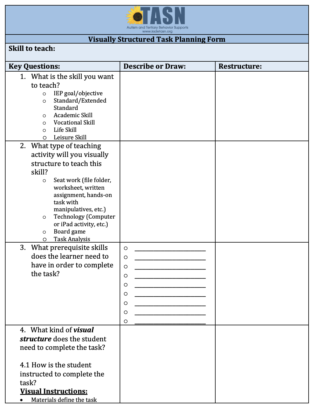 VSOT Planning Form