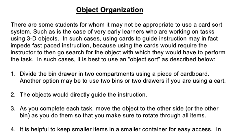 Object Sort Organization