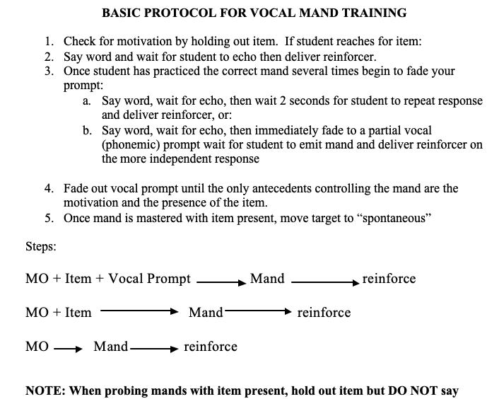 Basic Mand Training Protocol
