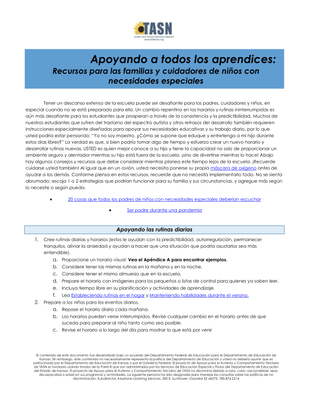 preview image of Supporting-All-Types-of-Learners_Spanish_PDF.pdf for Supporting All Learners:  Resources for Caregivers of Children with Special Needs (Spanish version)