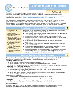 preview image of Math_Kindergarten_Parent_Guide.pdf for Mathematics Standards Guide for Parents - Kindergarten