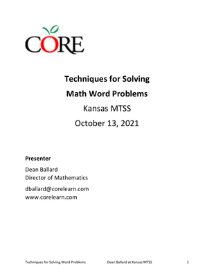 preview image of Techniques_to_Solve_Word_Problems_Handout.pdf for Techniques for Solving Math Word Problems Handout