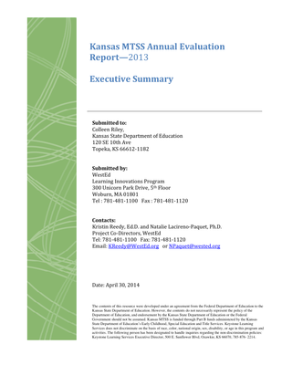 preview image of 2014.04_KS_MTSS_Evaluation_Summary_2013.pdf for Kansas MTSS Annual Evalution Report Executive Summary - 2013