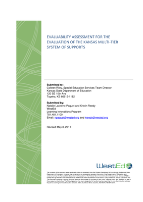 preview image of KS_MTSS_Evaluability_Assessment.pdf for Evaluability Assessment for the Evaluation of the Kansas Mulit-Tier System of Supports