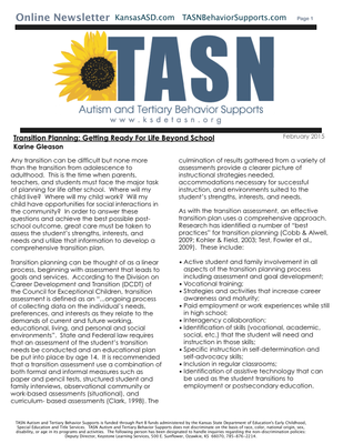 preview image of kisn-newsletter86BDD92563.pdf for TASN ATBS Autism Specialist February 2015 Newsletter: Transition Planning