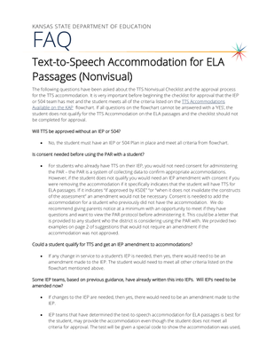 preview image of Frequently Asked Questions for TTS Nonvisual 2023.pdf for FAQ Text-to-Speech Accommodation for ELA Passages (Nonvisual)