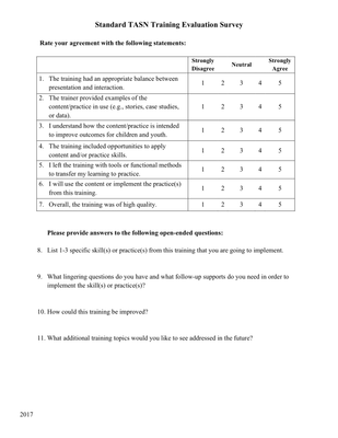 preview image of Standard TASN Training Evaluation Survey.pdf for Standard TASN Training Evaluation