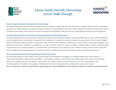 preview image of school_walk-through_revised_2019.pdf for Kansas Family-Friendly Partnership School Walk-Through
