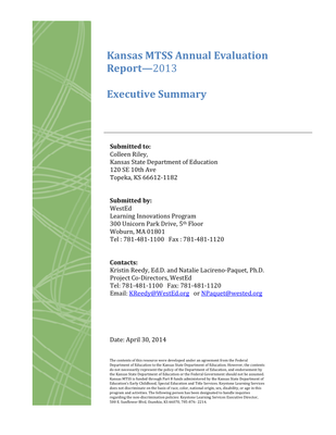 preview image of 2014.04_KS_MTSS_Evaluation_Summary_2013__1_.pdf for MTSS Evaluation Survey Executive Summary 2013 (April 2014)