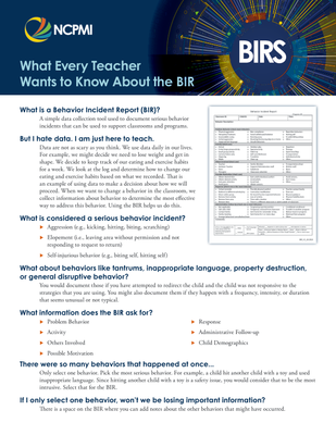 preview image of BIR_Teacher_Factsheet__1_.pdf for Behavior Incident Report (BIR) Teacher Fact Sheet