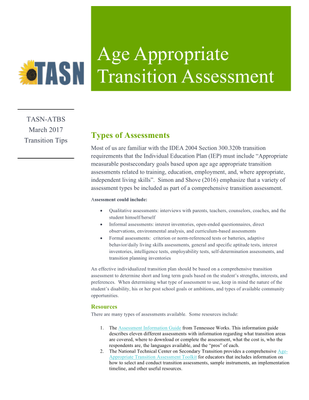 preview image of Transition_Tips_March_2017_final__1_.pdf for Transition Tips: Age Appropriate Transition Assessment