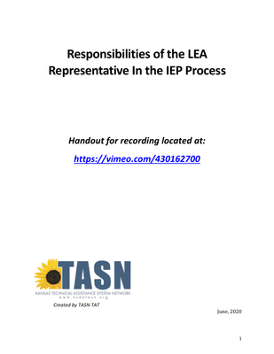 preview image of LEA_Rep_Responsibilities_handout.pdf for Handout: Responsibilities of the LEA Representative In the IEP Process